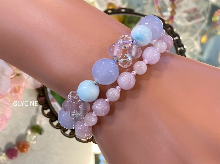 大人ピンク色のクンツァイトのパワーストーンブレスレット♪ミルキーな  