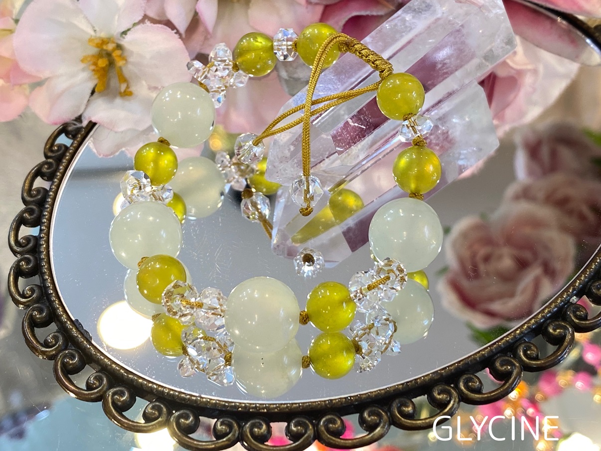 パワーストーンブレスレット（蛇紋石・水晶） 